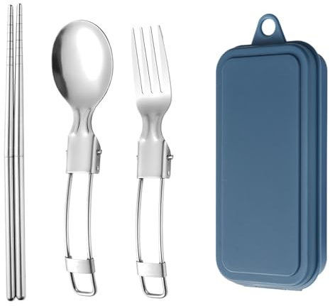 Utensili da campeggio, utensili da viaggio con valigetta | Set di posate da viaggio pieghevoli – Bacchette da viaggio riutilizzabili da viaggio, set di utensili da campeggio con valigetta per attività