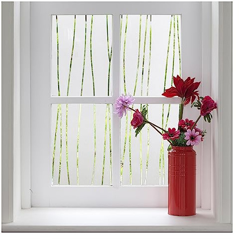 Finnez Fensterfolie Selbsthaftend Milchglasfolie Streifen 115 x 400 cm | Selbstklebende Sichtschutzfolie Blickdicht Sonnenschutzfolie Dekorfolie Anti UV Statische Folie Mit Unregelmäßige Streifen