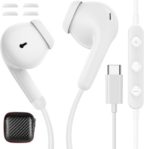 USB C Kopfhörer In Ear für Xiaomi Redmi Note 15 Pro+ 14 Pro+ 5G Pixel 10a 9 | Ohrhörer mit Kabel Mikrofon HiFi Stereo Typ C Headset USB C Anschluss für Samsung Galaxy A57 A55 S26 S25 iPad iPhone 16e 17