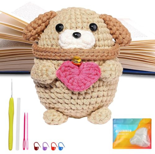 Häkelpaket für Anfänger,Hunde-Häkelpaket | Buntes Strickset mit Video-Tutorials - Lustiges Häkellernset, süßes Bastelset für Männer und Frauen