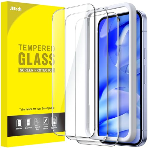 JETech Skärmskydd för Google Pixel 9a 6,3-Tum 2025, Härdat Glasfilm med Enkelt Installation Verktyg, Fingeravtryck Kompatibel, HD Klar, 3-Paket