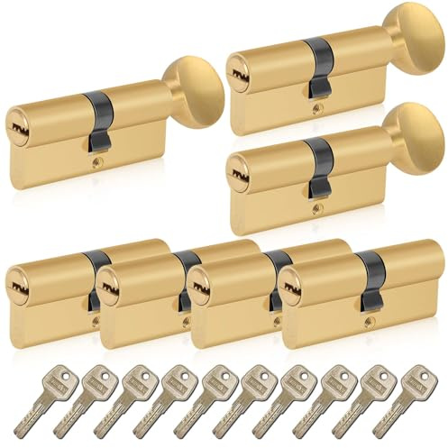 SEPOX Set di 4 cilindri a cilindro europeo con serratura doppia + 3 cilindri con chiave uguale (chiave uguale), 60 mm (30/30), ad alta sicurezza, 6 pin, involucro in lega di ottone, anti-trapano