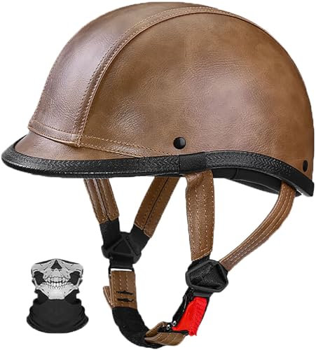 Demi Casque De Moto Casque Moto Bol, Casques Vintage À Face Ouverte avec Visière, Dot/ECE Homologué Casques Jet De Moto pour Scooter Chopper, Casque De Moto Pilot Demi-Jet 5,M=57-58CM