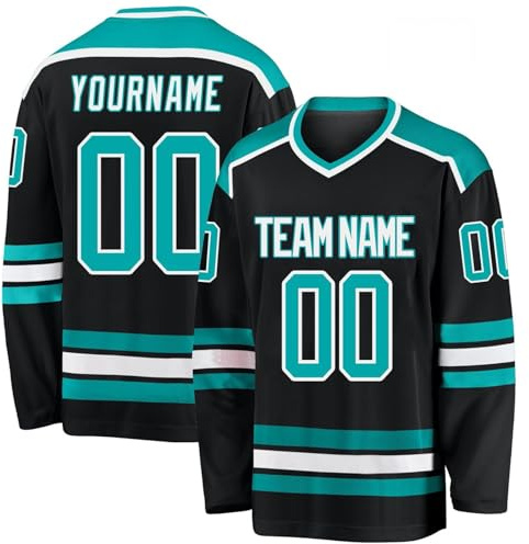 BOSSETY Personalisiertes Eishockey Trikot, Atmungsaktives Piqué-Mesh, Kinder/Erwachsene, Personalisieren Sie es mit Ihrem Namen/Team/Nummer (DE/NL/SE/PL, Alphanumerisch, Einheitsgröße, Standard, 1-C)