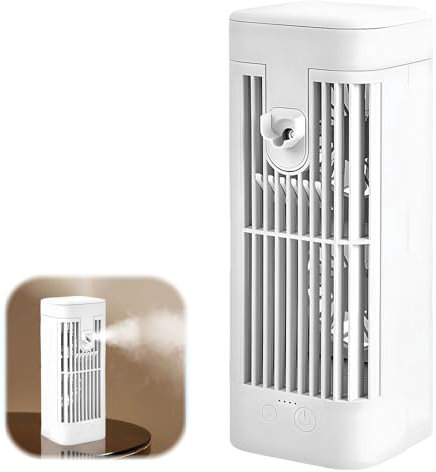 Darryy Ventilateur Brumisateur Portable, 1200mAh Ventilateur De Table, Petit Ventilateur Portable Avec Veilleuse, Spray Ménager, Convient Pour Le Bureau, La Maison Et l'Extérieur