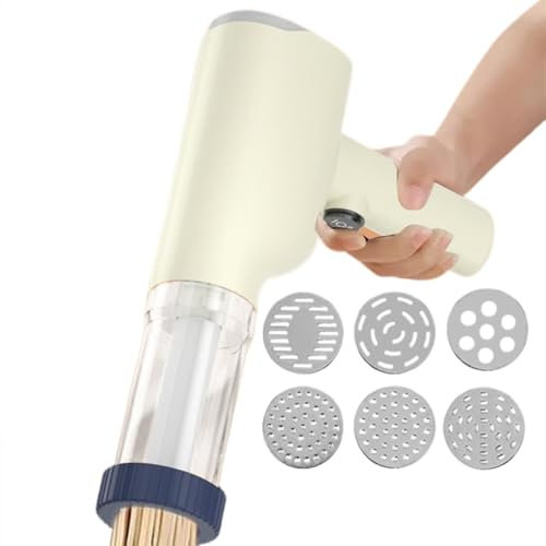 Electric Pasta Maker, Noodle Maker Machine, Idiyappam Maker Indian Electric, 40W Handheld Electric Pasta Maker with 6 Pasta Discs Portable Automatic Noodle Maker with Measuring Cup