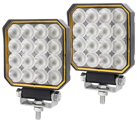 AOHEWEI 2 st 4,5 tums kvadratiska LED-arbetslampor för traktorer, 25W strålkastare med flood beam, 12V 24V vattentäta utomhuskörljus/dimljus för bil, offroad, båt, lastbil, 4x4, SUV, ATV, grävmaskin