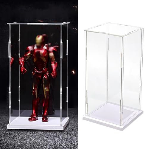 Vitrine 15/40/50/60 Cm Hohe Vitrine aus Transparentem Acryl, Transparente, Staubdichte Box Zur Aufbewahrung von Puppen und Bastelutensilien, Schreibtischvitrine für Sammlerstücke(20x20x45cm(8x8x18)