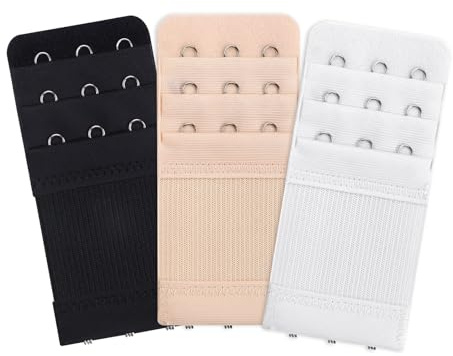 Lofez BH VerläNgerung 3 Haken，BH Erweiterung, Elastisch Und Bequem – Geeignet FüR Frauen Mit Gewichtszunahme, Schwangere Und Stillende MüTter (Schwarz, Weiß Und Hautfarbe)