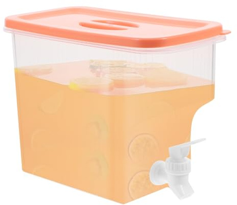 SOIMISS Fridge Water Dispenser With Lids And Mugs Drink Jug Spigot Tap Ice Tea Lemonade Juice Beverage Container Polymer Party Picnic BBQ Kitchen Refrigerator Leak Proof Cold Punch Storage 10.6 Inches