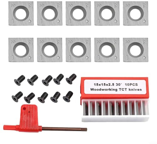 Inserts carrés en carbure indexables 15 x 15 x 2,5 mm Angle de coupe 30 degrés Outil de tournage avec 4 bords pour contreplaqué, MDF, panneaux de particules HDF, applications générales de travail du