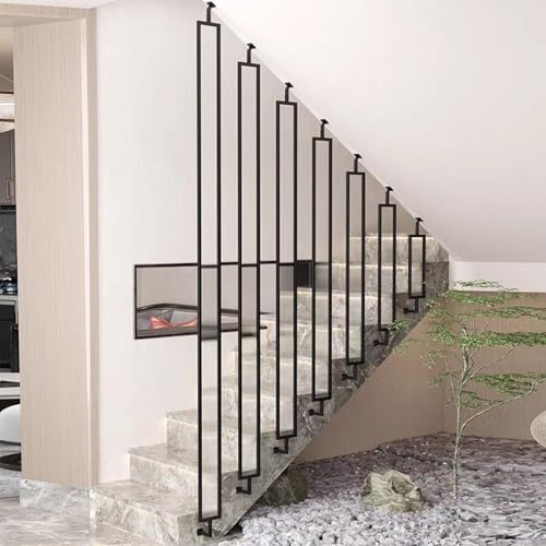 Ringhiera per scale da interni, 30-160 cm, in ferro nero, stile industriale, per soffitti, robusta, per scale interne, stile 2, 110 cm, decorazione per la casa sicura e moderna
