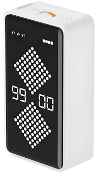 QUMOX F8 Timer a Clessidra Digitale – Timer Ribaltabile con Display LED, Conto alla Rovescia e Cronometro, Silenzioso, Magnetico, Ricaricabile, per Studio, Cucina e Lavoro (1–99 Minuti) Bianco