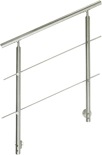 Edelstahlgeländer, Seitenmontagewinkel Verstellbares Wandgeländer, Kann Drinnen und Draußen Installiert Werden, Leicht zu Reinigen, Einschließlich Installationsmaterialien, 200cm mit 2Querstäbe