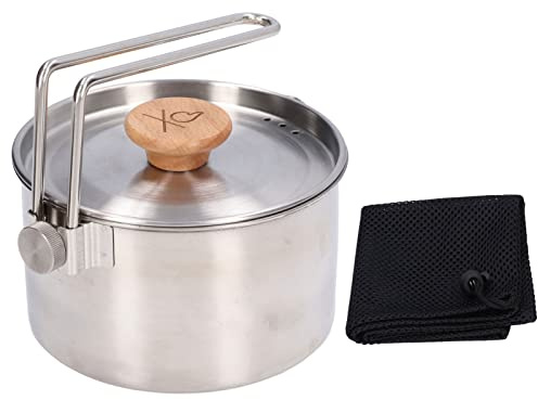 TZOXTLH Caffettiera da campeggio portatile in acciaio inossidabile da 1000 ml con manico staccabile per escursioni a picnic