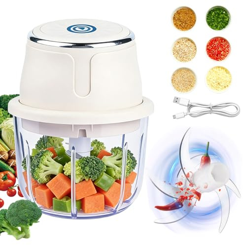 Mini picadora eléctrica de 350 ml, con carga USB, portátil para cebollas, frutas, frutos secos, carne y ajo