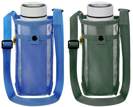 QUARKZMAN 2 stycken vinställ med justerbart bälte, nätflaskhållare, axelväska, perfekt för vandring gym camping promenader resor