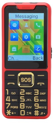 Hamwesh 4G Elderly Mobile Phone, Big Button Cell Phone for Seniors, with 2.6 Inch HD Shatter Proof Display, SOS Button, Clear Call Announcements, One Click Flashlight, for Easy Use (Red)
