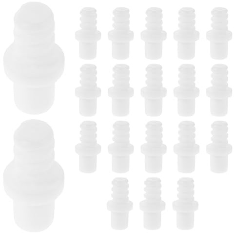 Connettore Manico Scopino Wc in Plastica Bianca, 20 Pezzi | Filettatura 16mm, Design Ergonomico, Ricambio per Testa e Asta, Uso per Parti di Sostituzione