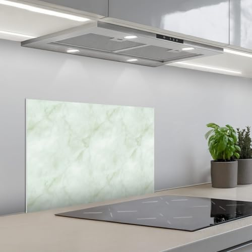 KitchenYeah© Rückwand Küche Rückwandschutz Selbstklebend Spritzschutz | 60x40 cm - Küchenrückwand Küchenfront Küchen Selbstklebende Küchenrückwände Grün - Marmor - Fließende Adern