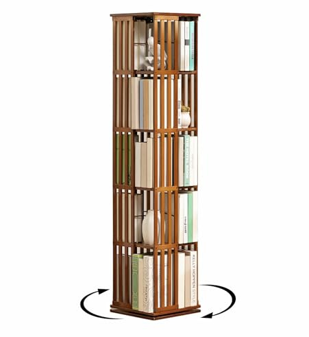 XCRFKGW Libreria Girevole in Bambù 360°, 5 Piani