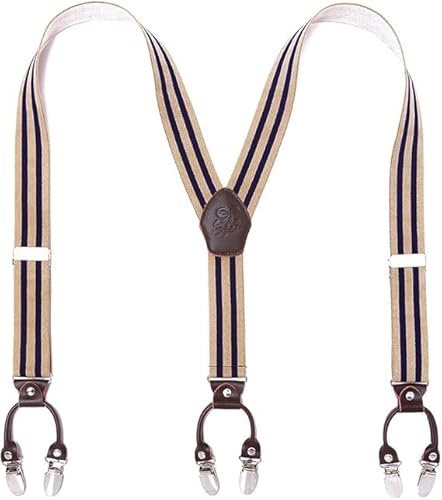 KANGDAI Robusto Uomini Braces 6 Fibbie Y Indietro 10 colori Suspendenti regolabili elastici durevoli Forti clip metalliche (carne banda)