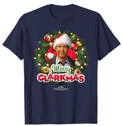 Warner Bros. Christmas Vacation Merry Clarkmas Weihnachten T-Shirt, Herren, Fans of National Lampoon's Christmas Vacation, Christmas celebrators, Kurzarm, T-Shirt, Blau, S