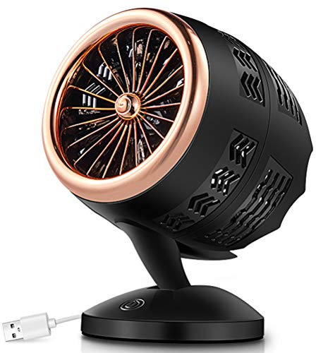 Mini Riscaldatore Elettrico Ventilatore A Due Pale Del Ventilatore Turbo Inverno Macchina Termica La Circolazione Dell'aria Di Convezione 2 Livello Vento Di Ricarica USB Regolabile, 220V,Gold black