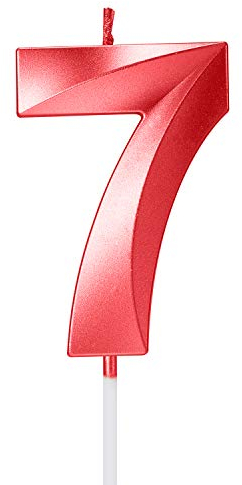 Geburtstagskerzen, 7 Zahlen, Rot, Metallic