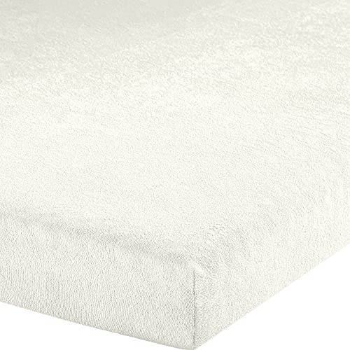 Erwin Müller Topper-Spannbettlaken Frottee-Stretch, Spannbetttuch für Topper Füssen weiß Größe 180x200 cm - 200x200 cm - pflegeleicht, formstabil, mit Rundumgummi, sehr Gute Passform