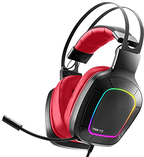NITHO Titan PRO Gaming Headset – Over-Ear Kopfhörer mit 50-mm-Treiber, 7.1-Audio für PC, hochklappbarem Mikrofon – kompatibel mit PS4/PS5/Laptop – Rot