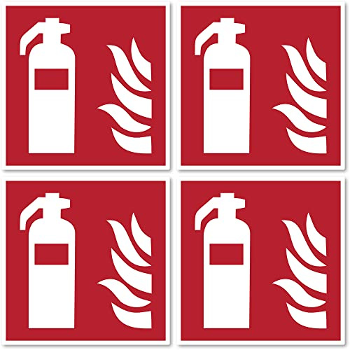 Feuerlöscher Brandschutzzeichen: F001 - DIN EN ISO 7010 / ASR A1.3 - Aufkleber: 10 cm, 4 Stück