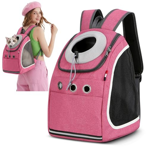 ALLSOPETS Hunderucksack für Katzen und Hunde, Tragetasche, Erdbeerrosa | Hunde Tragerucksack für Kleine Hunde und Katzen, Bequem und Tragbar für Fahrrad, Motorrad, Wandern, Camping und Outdoor