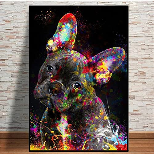 5D DIY Diamant Painting Bilder groß,Graffiti Französische Bulldogge 5D Diamond Painting,DIY Cross Stitch Stickerei Malerei Kits,voller Bohrer Strass Stickerei Kunsthandwerk,Inneneinrichtung 40x50cm