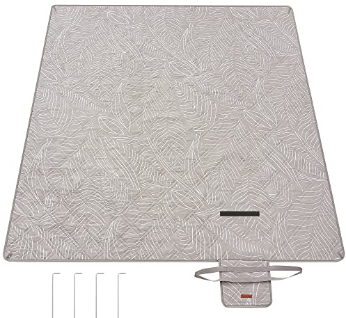 SONGMICS Picnic Blanket, 200 x 200 cm, Waterproof Layer, 4 Ground Pegs