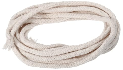 sourcing map Coton Huile Lampe Mèche 7mm Diamètre 5 Mètre 16Ft pour Alcool Lampe Éclairage, Blanc