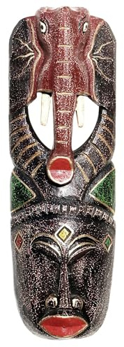 Wogeka - 50 cm Elefant Wand-Maske - Handarbeit aus Holz im Afrika Style als Geschenk-Idee zur Dekoration BATIK07