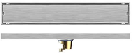 Duschrinne Edelstahl Ablaufrinne, Bodenablauf Dusche Duschablauf Sehr Flach Duschabfluss Duschablaufrinne Duschrinne für Küche, Bad, Dusche, Garage und Keller(Size:80cm,Color:mittlerer Abfluss)