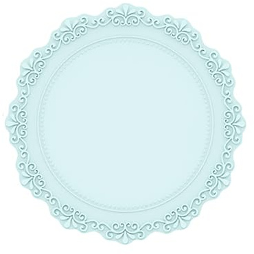 1 Stück Runde Tischsets mit Einem Durchmesser von 23 cm,Spitzen-Silikon-Tischset,Abwaschbare Platzsets Teller Untersetzer,Wasserfeste Tischsets Rutschfestes placemat,für Esstisch, Küche,Blau Grün