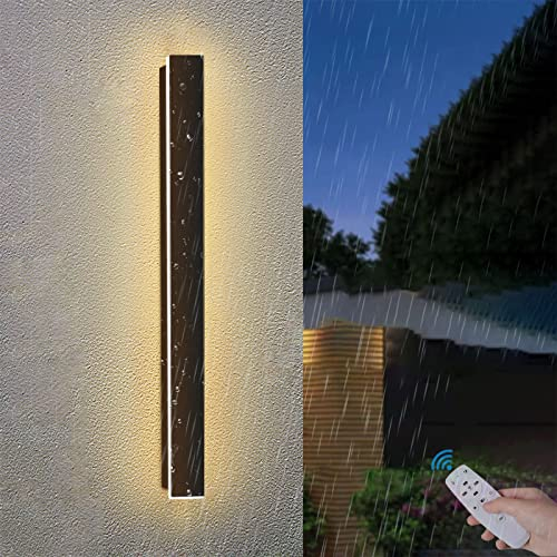 Schwarz Außen Dimmbar Wandleuchte mit Fernbedienung Garten Wandbeleuchtung LED Aussen Innen Wandleuchten Farbtemperatur Einstellbar Langer Streifen Balkon Aussenleuchte IP65 (Dimmbar,200cm 98W)