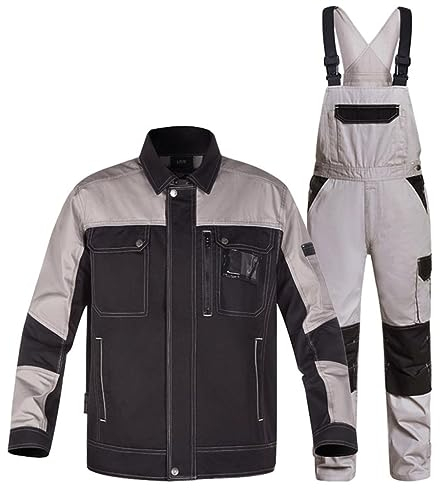 Herren-Arbeitsoverall mit Cargotaschen, Arbeitskleidung, Latzhose, mehrere Taschen, Mechaniker-Arbeitsuniformen und Arbeitsjacke (Farbe: D, Größe: XXXL-185)