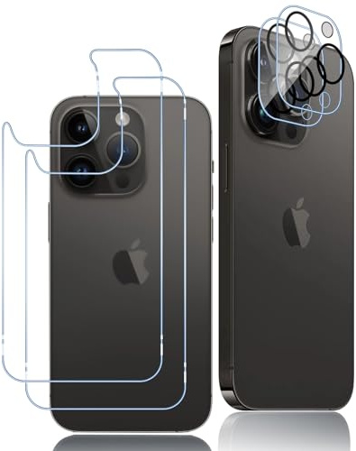 Oelrstfe 2 Pezzi Retro Posteriore Vetro Temperato per iPhone 14 Pro con 2 Fotocamera Pellicola Protettiva,Durezza 9H Anti-Graffio Anti-Impronte Senza Bolle Ultra Trasparente Back Protezione Schermo