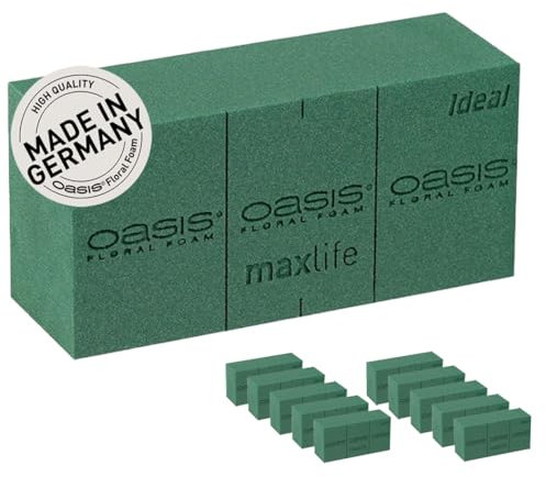 Oasis® IDEAL MaxLife Frischblumensteckschaum Ziegel - 10er Box Steckschaum, Blumensteckschaum, Nasssteckschaum, Steckmasse, Steckmoos zum Basteln & Gestalten von Blumengestecken