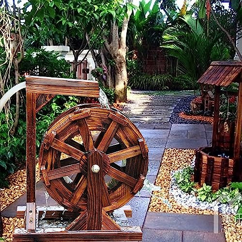 Fuente de agua para jardín al aire libre rueda de agua de madera cascada decorativa balcón estanque ornamental fuente de rueda hidráulica vintage rústico independiente ruedas Feng Shui para pati