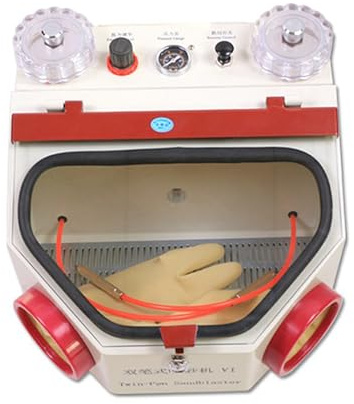 LBMED Unité Sablage pour Fenêtre Visualisation,Machine Sablage Fin À Double Stylo avec LumièreLED Et Manomètre, Pression D'admission 4kg Et Taille des Particules Sable 100~180,système Double Filtre