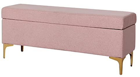 Rechteckiger Samt-Aufbewahrungshocker, Luxuriöse gepolsterte Aufbewahrungsbank, Gemütliches Plüsch-Endteil der Bettbank, Fußhocker mit Hebeplatte für Wohnzimmer, Eingangsbank-Rosa 100 x 43 x