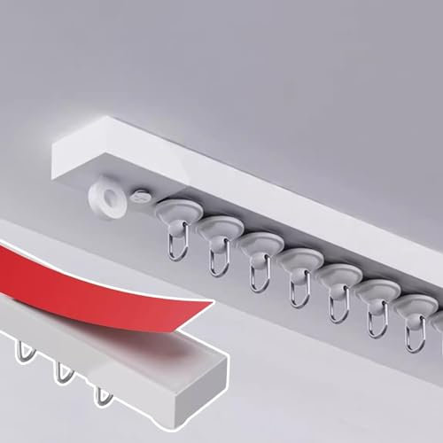YLNANMI Riel de cortina autoadhesivo sin taladrar para techo o pared 6x40cm(240cm), barra de cortina adhesiva para ventanas, rieles de cortina fáciles de instalar.