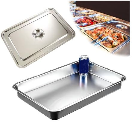 NJDQFA Lebensmittel Lagern Behälter,Stapelbar Gastro Behälter Mehrweg, Rechteckig Edelstahl Gastronomiebehälter,60 * 40cm,7cm