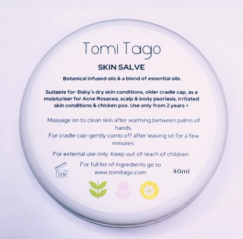 Tomi Tago Skin Salve, 40ml, Botanical Infused Oils & Essential Oil Blend, For Dry Skin, Cradle Cap, Acne Rosacea, Psoriasis