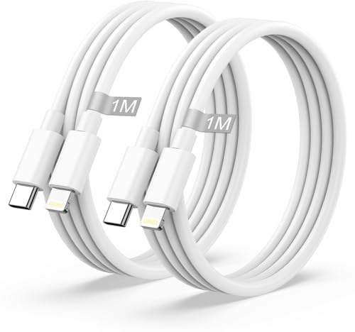Câble iPhone USB C 1M 2Pack[Certifié Apple MFi], Câble USB C vers Lightning Câble Chargeur iPhone Charge Rapide Cable Lightning USB C Cordon Fil Chargeur pour iPhone 14 Pro Max/14 Plus/13/12/11/XS/X/8